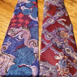 2 Ties Red and Blue Paisley Ties for Men